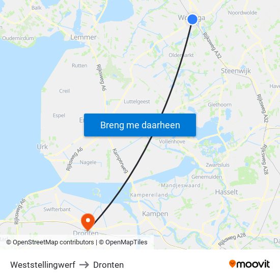 Weststellingwerf to Dronten map