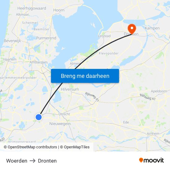 Woerden to Dronten map