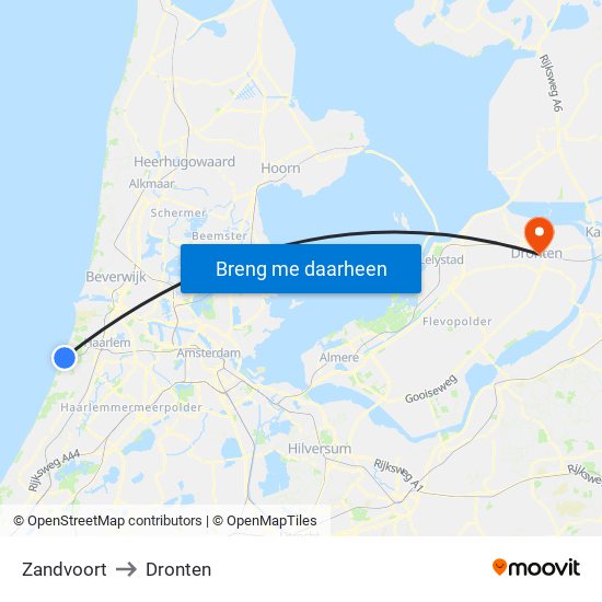 Zandvoort to Dronten map