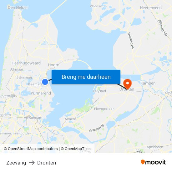 Zeevang to Dronten map