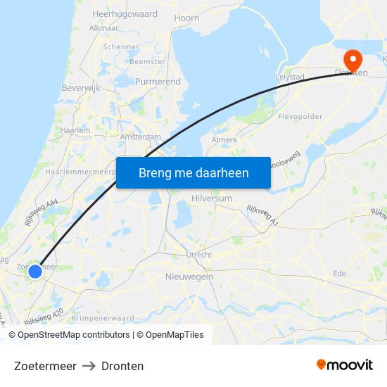 Zoetermeer to Dronten map