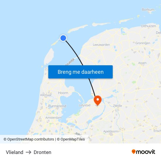 Vlieland to Dronten map