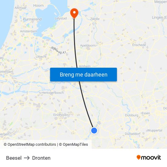 Beesel to Dronten map