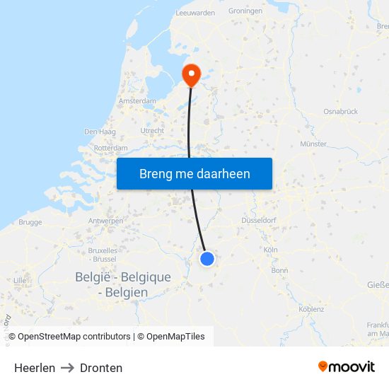 Heerlen to Dronten map