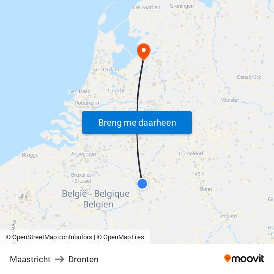 Maastricht to Dronten map