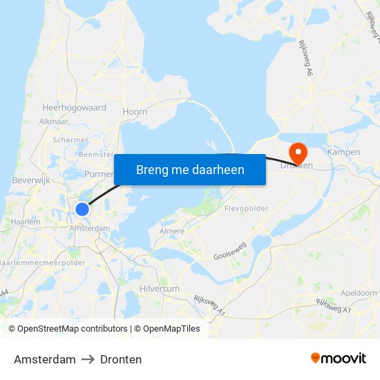Amsterdam to Dronten map