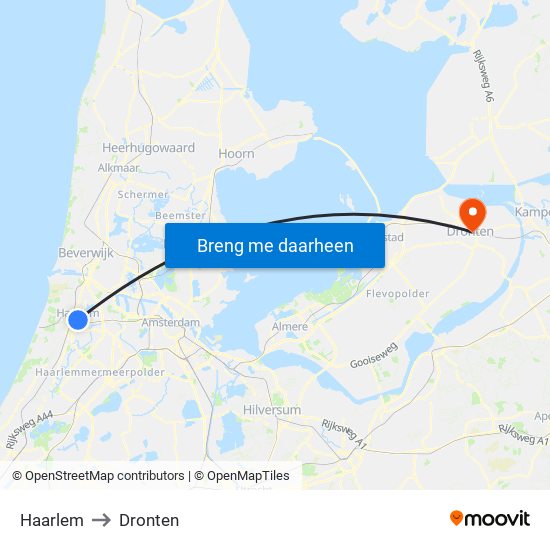 Haarlem to Dronten map