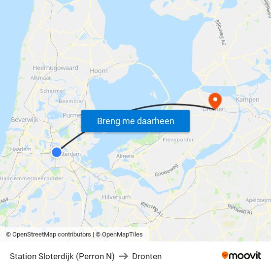 Station Sloterdijk (Perron N) to Dronten map