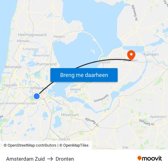 Amsterdam Zuid to Dronten map