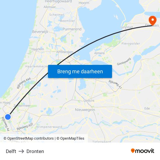 Delft to Dronten map