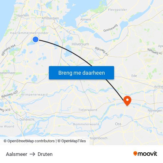 Aalsmeer to Druten map