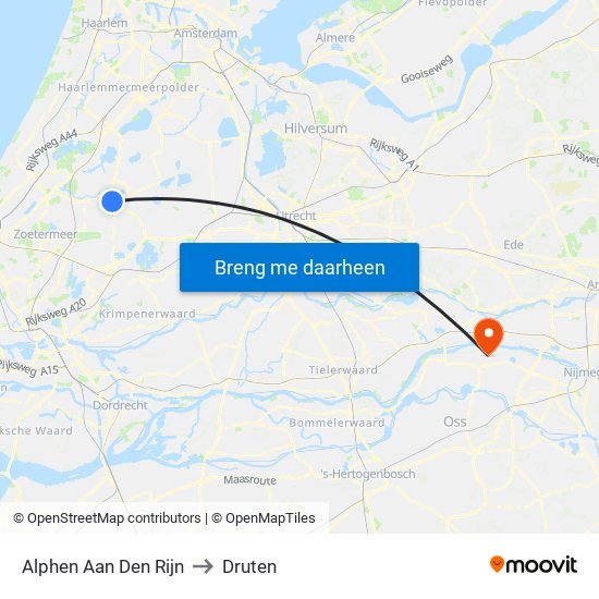 Alphen Aan Den Rijn to Druten map