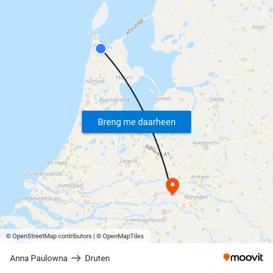 Anna Paulowna to Druten map