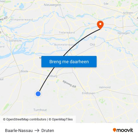 Baarle-Nassau to Druten map