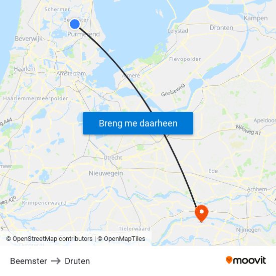 Beemster to Druten map