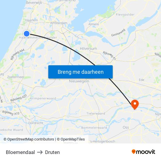 Bloemendaal to Druten map