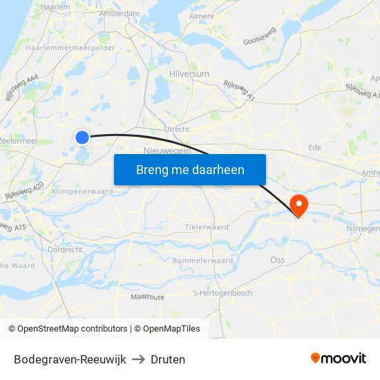 Bodegraven-Reeuwijk to Druten map