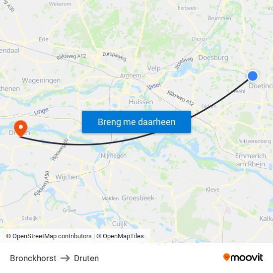 Bronckhorst to Druten map
