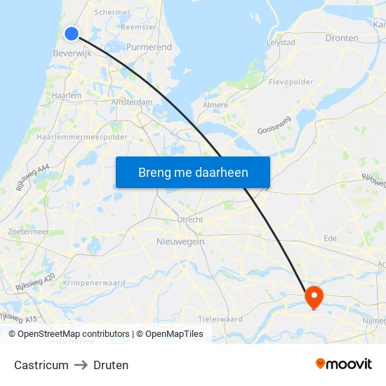 Castricum to Druten map