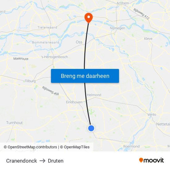 Cranendonck to Druten map