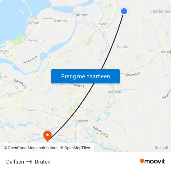 Dalfsen to Druten map