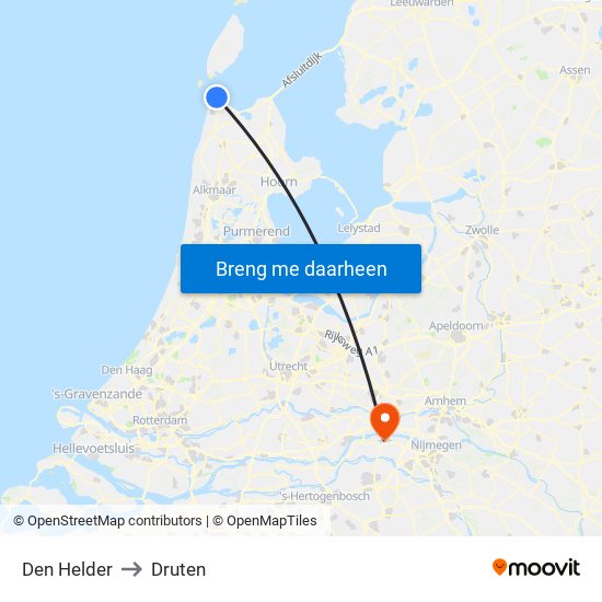 Den Helder to Druten map