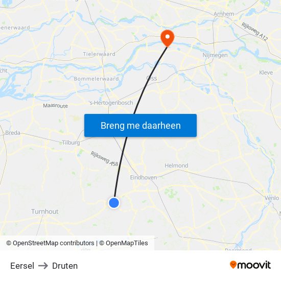 Eersel to Druten map