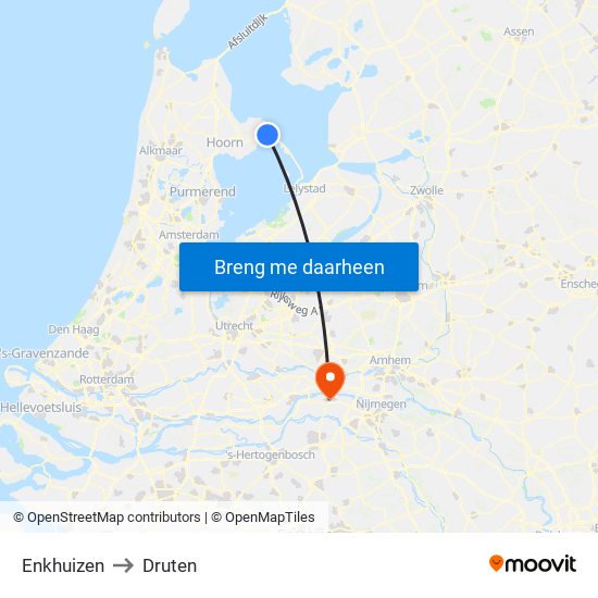 Enkhuizen to Druten map