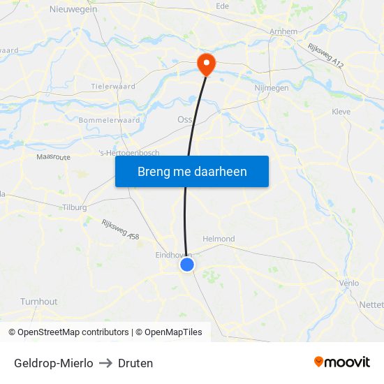 Geldrop-Mierlo to Druten map