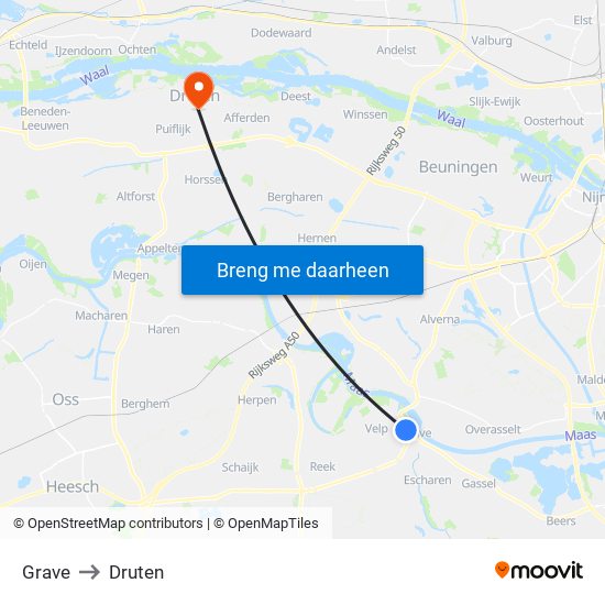 Grave to Druten map