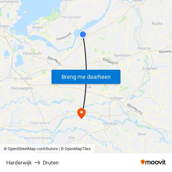Harderwijk to Druten map