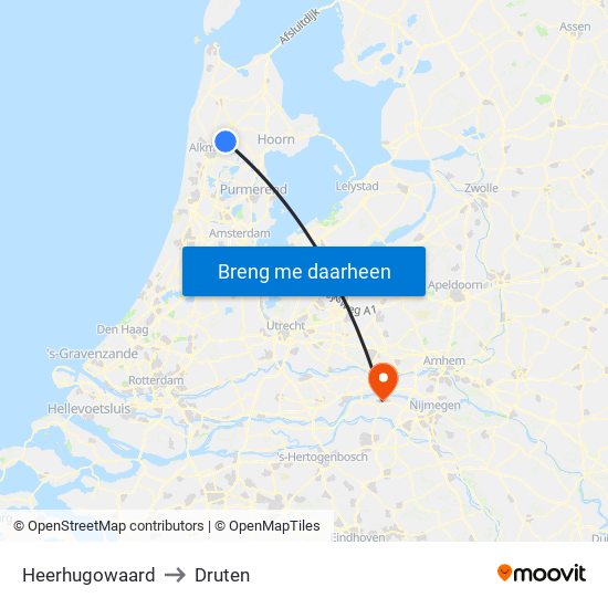 Heerhugowaard to Druten map