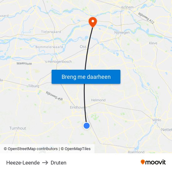 Heeze-Leende to Druten map