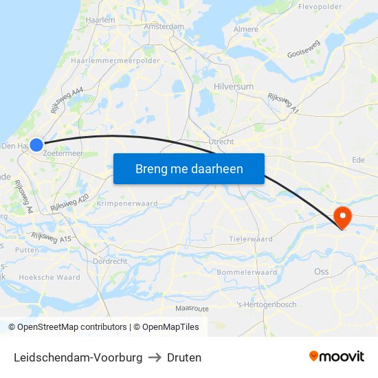 Leidschendam-Voorburg to Druten map