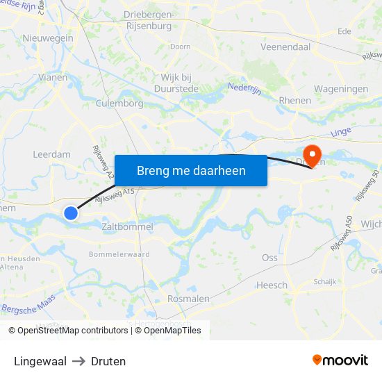 Lingewaal to Druten map
