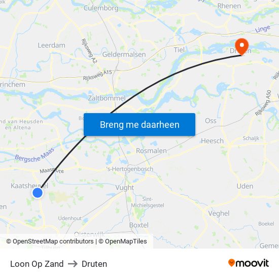 Loon Op Zand to Druten map