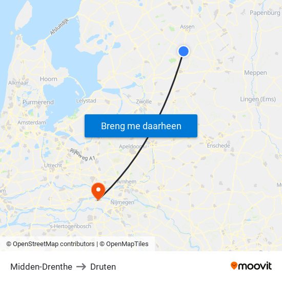 Midden-Drenthe to Druten map