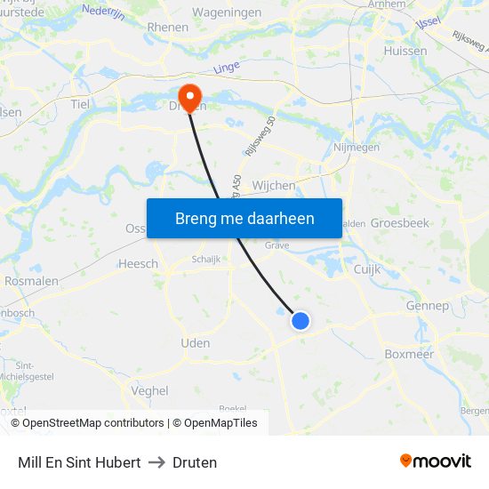 Mill En Sint Hubert to Druten map