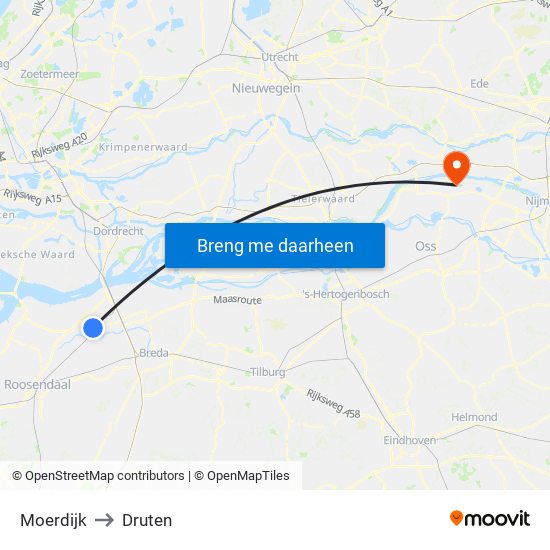 Moerdijk to Druten map