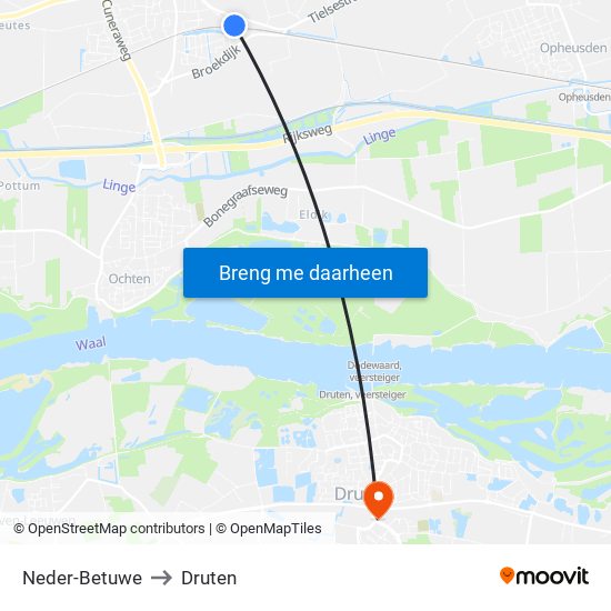 Neder-Betuwe to Druten map
