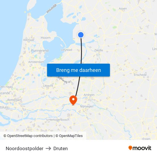 Noordoostpolder to Druten map