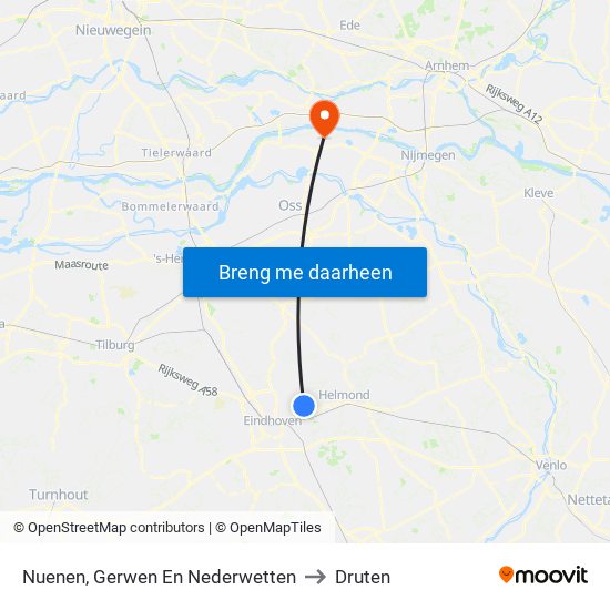 Nuenen, Gerwen En Nederwetten to Druten map