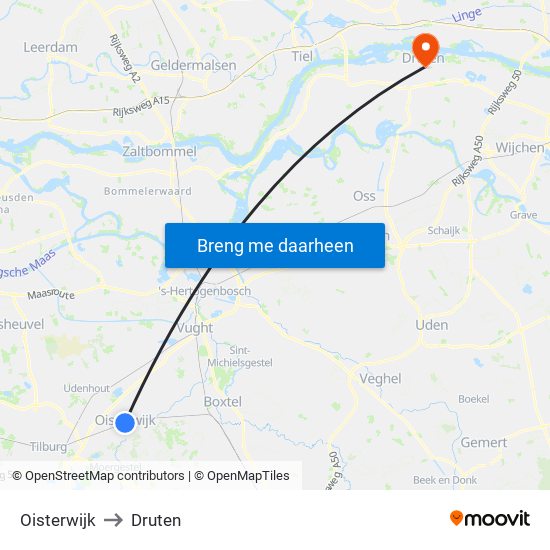 Oisterwijk to Druten map