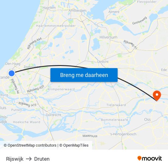 Rijswijk to Druten map