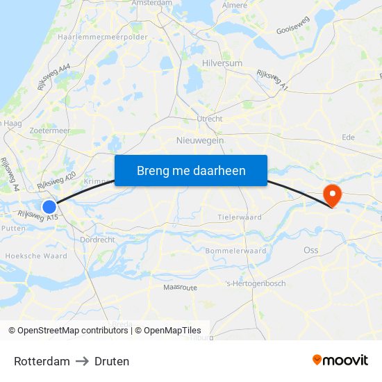 Rotterdam to Druten map