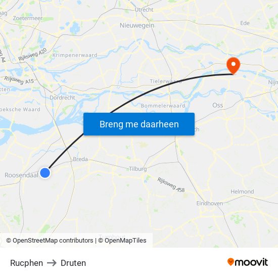 Rucphen to Druten map
