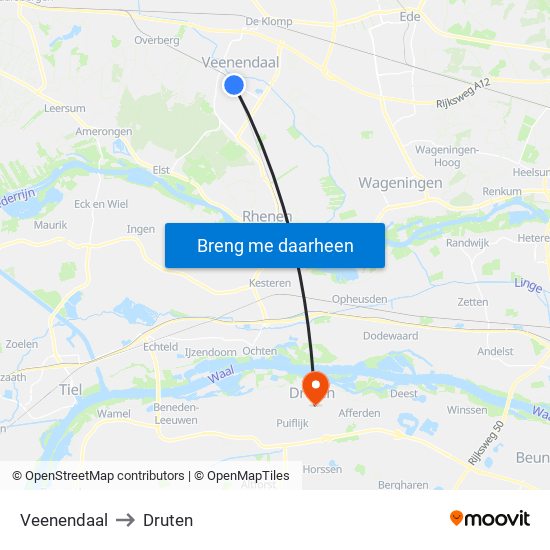 Veenendaal to Druten map