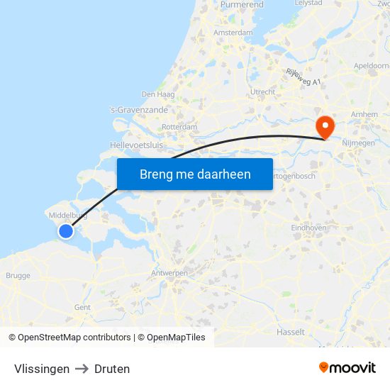 Vlissingen to Druten map