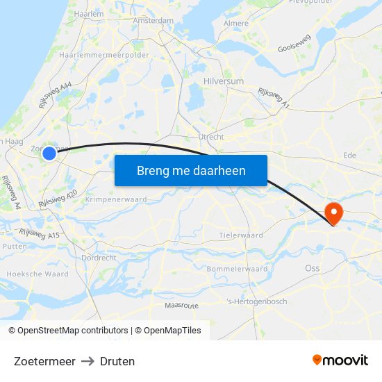 Zoetermeer to Druten map
