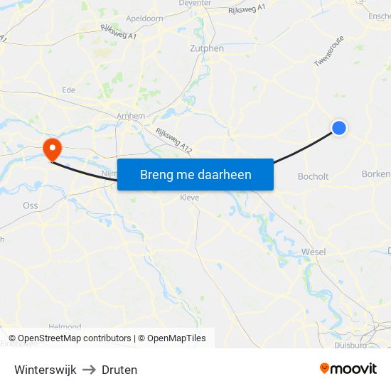 Winterswijk to Druten map